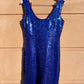 Vintage blå paillet kjole
