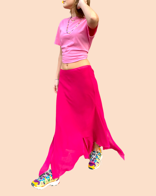 Pink 90'er chiffon nederdel